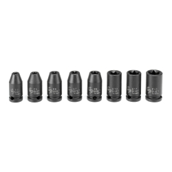 1/4" Drive Impact Socket,1/4"D,External Torx,8pcs., SAE, Chrome plated, 0.98" L