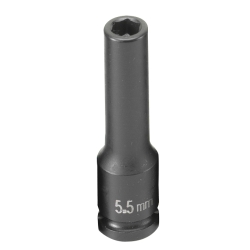 1/4" Drive, 5.5mm Size, Metric Socket, 6 Points, 5.5mm,1/4"D,Impact,Mag 6pt.,D