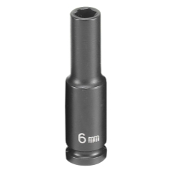 1/4" Drive, 6mm Size, Metric Socket, 6s Points, 6mm,1/4"D,Impact,6pt.,D