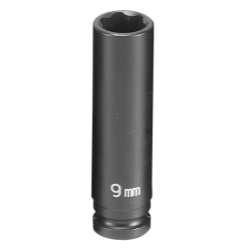 1/4" Drive, 9mm Size, Metric Socket, 6s Points, 9mm,1/4"D,Impact,6pt.,D