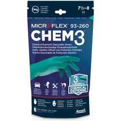 Micro Flex 93260RP100  CHEM3 Gloves - Extra Large, Pack of 6