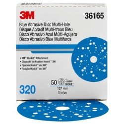MMM36165 320 Grade Hookit Abrasive Disc with Multi-Hole - Blue