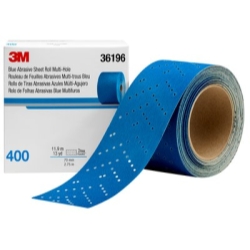 MMM36196 400 Grade Hookit Abrasive Sheet Roll with Multi-Hole - Blue