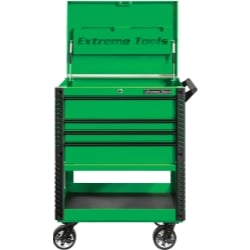Picture of Extreme Tools EXTEX3304TCGNBK 33 in. 4-Drawer Deluxe Tool Cart with Bumpers&#44; Green & Black - Quick Release & Drawer Pulls
