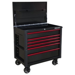 Extreme Tools EX Tool Cart Series 41 Inch W x 26 Inch D 6 Drawer Tool Cart with Bumpers Black with Red Drawer Pulls - EX4106TCBKRD