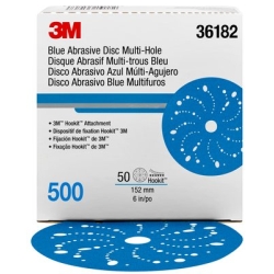 MMM36182 500 Grade Hookit Abrasive Disc with Multi-Hole - Blue -  3M