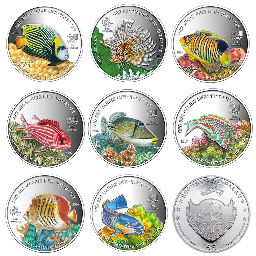 Picture of State of Israel Coins 72020311 Red Sea Marine Life Pure Medals Silver Coin - Set f 8