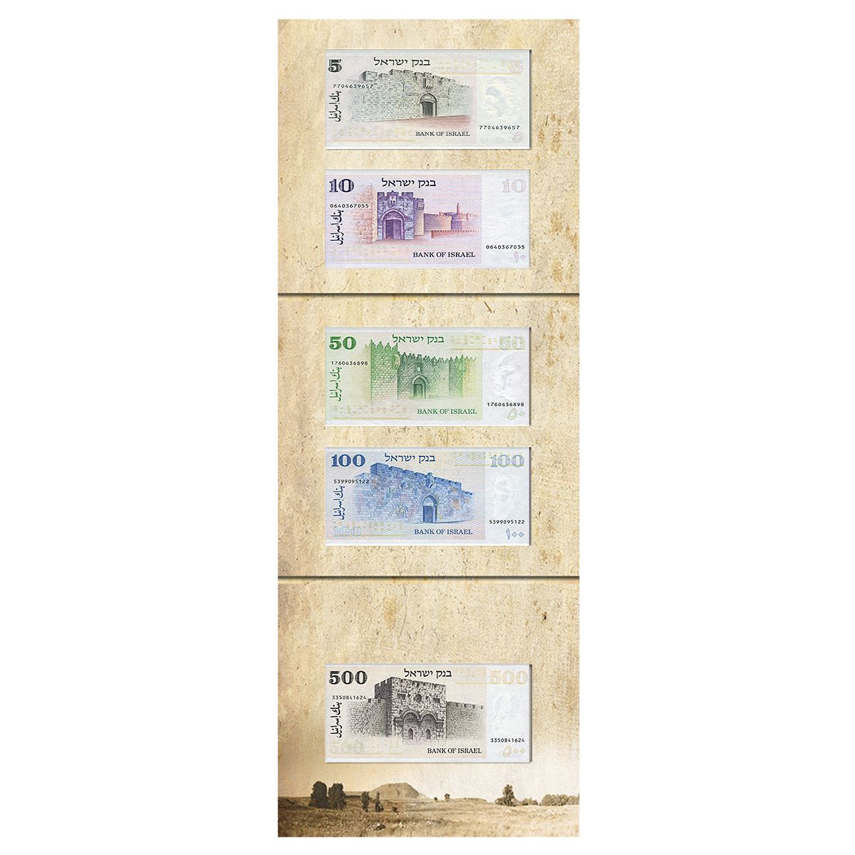 Picture of State of Israel Coins 74601000 Foil Replic-Jerusalem Gates Series Silver Money - Set of 5