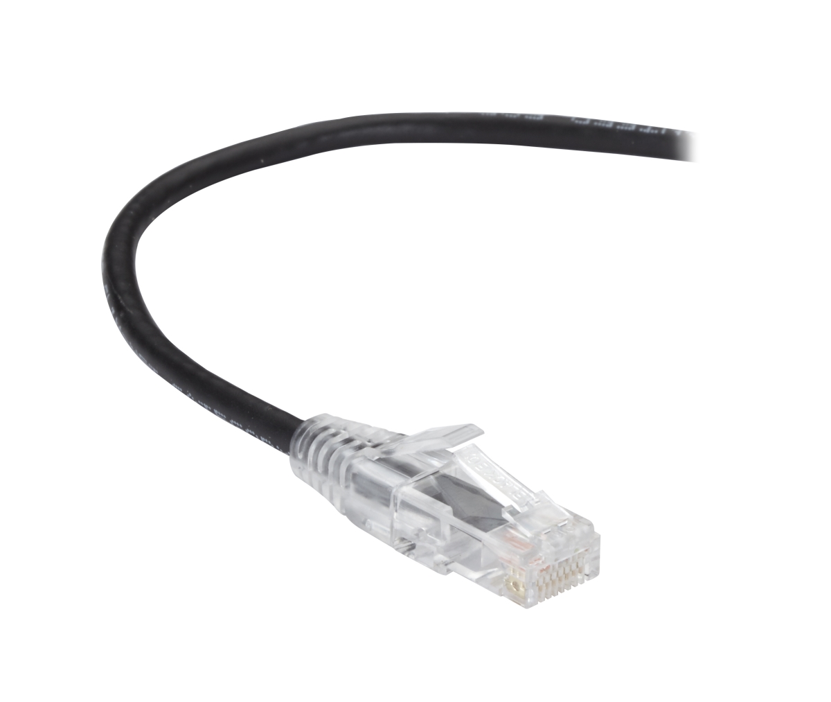 Picture of Black Box C6APC28-BK-20 Slim-Net CAT6A 28-AWG 500-MHz Stranded Ethernet Patch Cable - Unshielded&#44; PVC&#44; Snagless Boot&#44; Black&#44; 20-ft