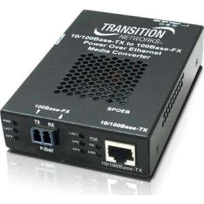 SPOEB1011-105-NA 10-100-1000BTX RJ45 PoE to 100Base-FX MM Transceiver -  Transition Networks