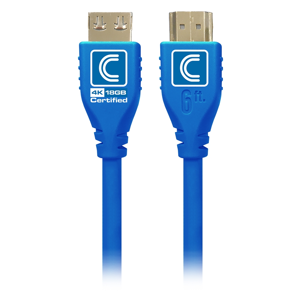 MHD18G-12PROBLUA MicroFlex Pro AV & IT Series 4K60 18G High Speed Active HDMI Cable with ProGrip, Cool Blue - 12 ft -  Comprehensive