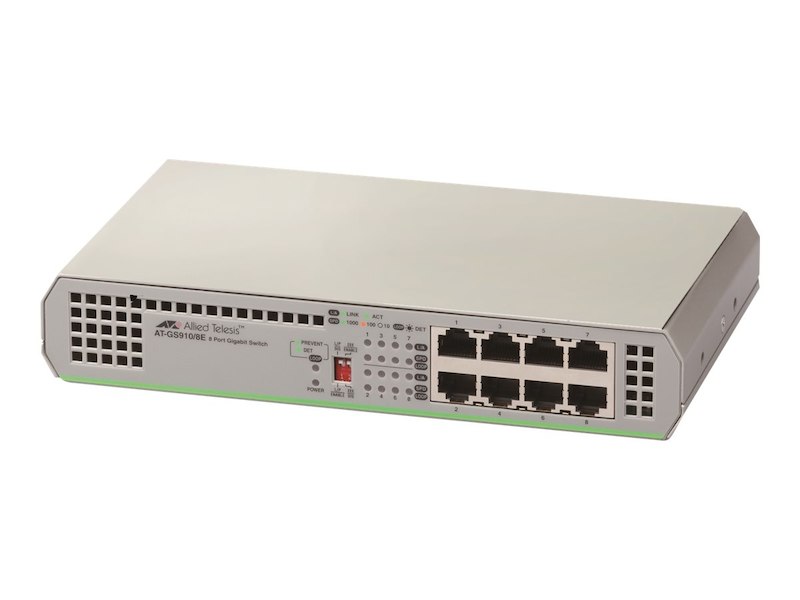 Picture of Allied Telesis Box AT-GS910-8E-10 8Port 10&#44; 100 & 1000TX Unmanaged Switch with External Power Supply