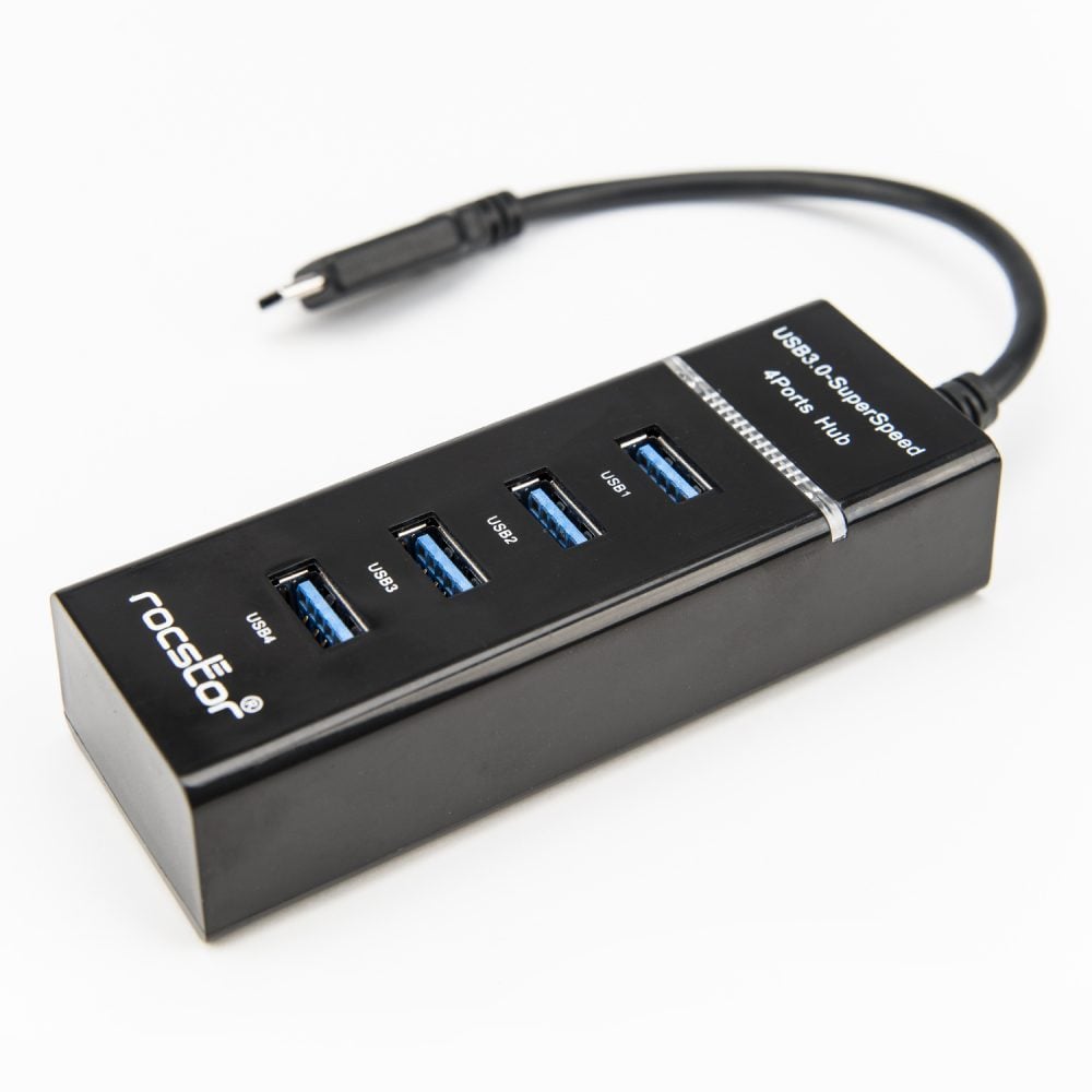 Slim Portable 4 Port USB C Hub - Black -  Evolve, EV3555733