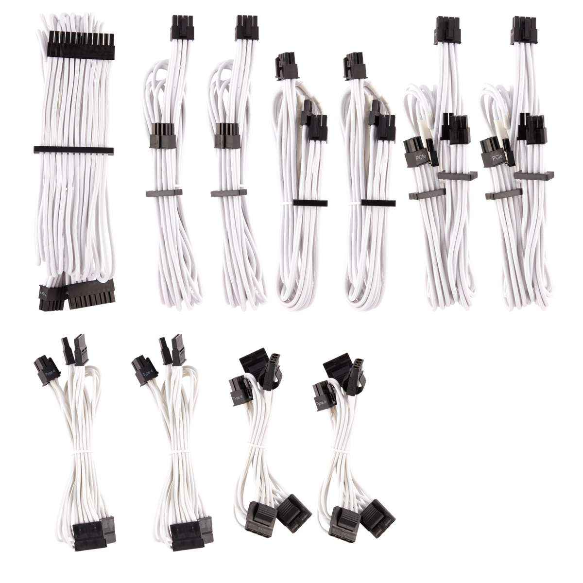Corsair Value Select CP-8920224 Premium Individually Sleeved Pro Kit Type 4 Gen, 4 White