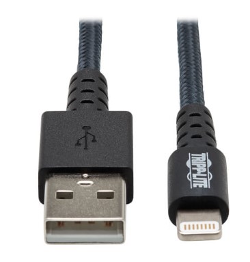 Picture of Tripp Lite M100-006-GY-MAX 6 ft. Male to Male USB 2.0 Heavy Duty USB A to Lightning Sync & Charge Cable&#44; Gray