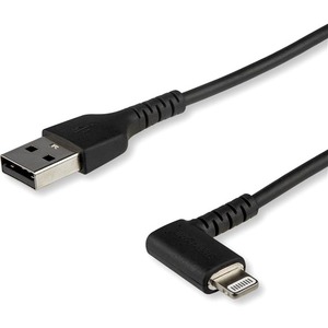 2 m Angled Lightning to USB Cable - Heavy Duty MFI Certified Lightning Cable - Black