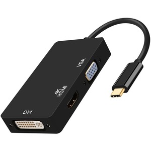 Picture of 4XEM 4XUSBCHDMIDVIVGA 3 in 1 USB Type C Hub to HDMI DVI VGA Adapter - 1 x Type C Male USB - Black