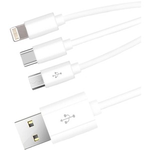 Picture of 4XEM 4XUSBMUSB8PINUSBC USB to Lightning Micro USB & USB Type C Cable - White