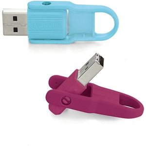 Picture of Verbatim 70377 16GB Store & Flip USB Flash Drive - 16 GB - Blue&#44; Berry - Lifetime Warranty - Pack of 2