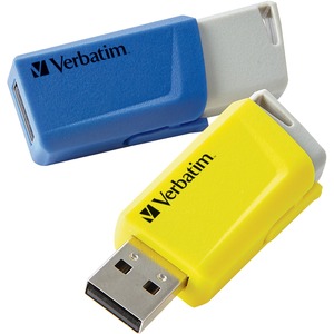 Picture of Verbatim 70376 16GB Store & Click USB Flash Drive - Blue&#44; Yellow - 16 GB - Lifetime Warranty - Pack of 2