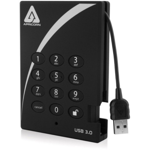 Picture of Apricorn A25-3PL256-1000 1 TB AES-XTS Padlock Secure USB 3.0 256-Bit Encrypted