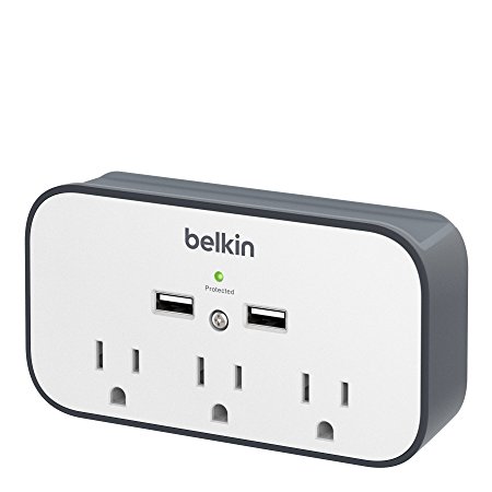 Picture of Belkin-Power BSV300TTCW 3-Outlet 2.4 Amp 3 AC Wall Mount Cradle Surge Protector 540 Joules with Dual USB Charging Ports