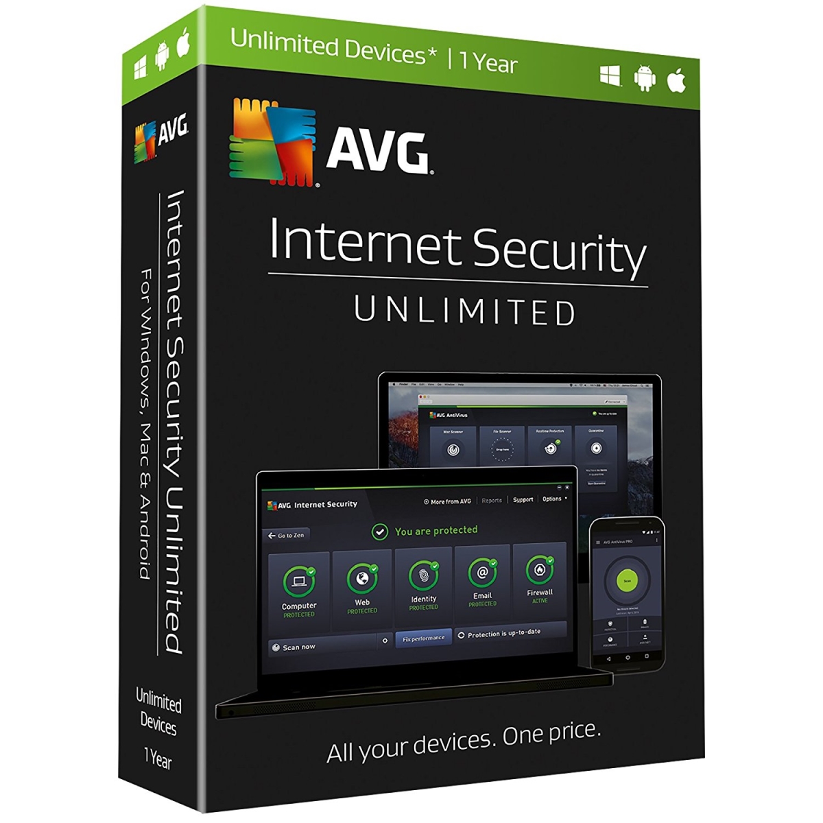 Picture of Avg Box IS17T12EN AVG Internet Security Unlimited - One Year License