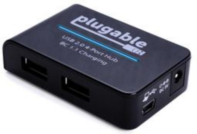 Picture of Plugable Technologies USB2-HUB4BC USB2 - HUB4BC USB 2.0 4-Port Hub with 12.5 watt Power Adapter & BC 1.2 Charging
