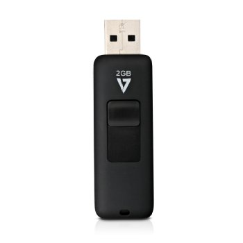 Picture of V7 Memory VF22GAR-3N 2GB - USB 2.0 Flash Drive with Retractable USB Connector, Black