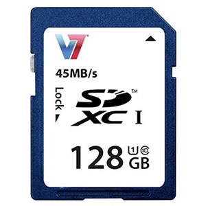 Picture of V7 Memory VASDX128GUHS1R-2N 128GB SDXC UHS-1 Memory Card for DSLRs & HD Camcorders