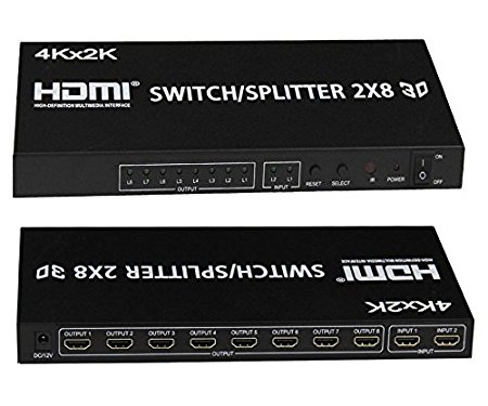 Picture of 4XEM 4XHDMI2X84K 2 x 8 in. HDMI Matrix Video Splitter 1920 x 1080 - Black