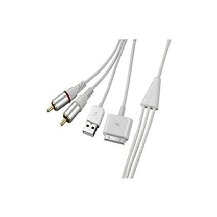 Picture of 4Xem 4X30PINAUDIO 30Pin to RCA Composite Audio & Video Cable USB iPhone&#44; iPad&#44; iPod