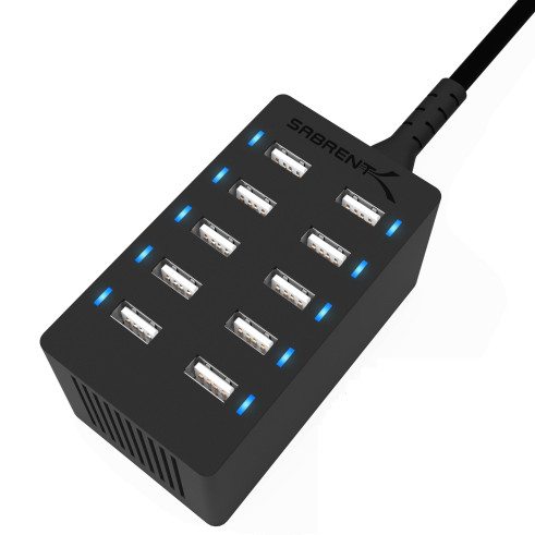 12A 60W 10 Port USB Charger