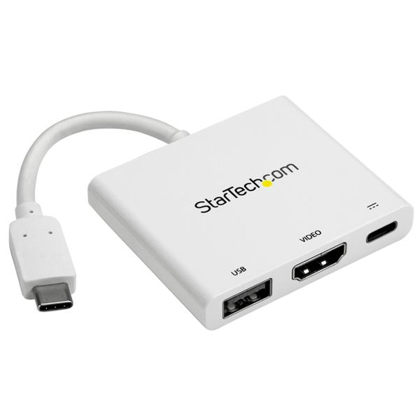 USB Type-C to HDMI Adapter with Power Delivery& USB Port USB C 4K - White