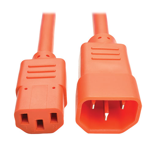6 ft. Power Extension Cord 10A - 18 Awg C14 to C13 Computer Cable, Orange