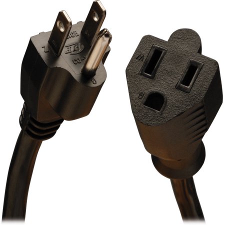 SJT Extension Cord, 14 AWG, 14/3, 1 Outlets, 5-15R, Black, PVC, 5-15P, 25 ft