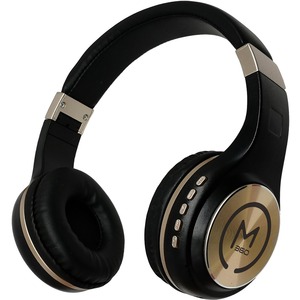 Wireless Stereo Headphone with Mic Black & Gold Built-In Microphone