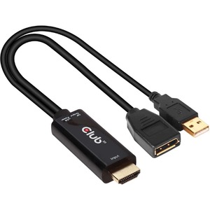 Picture of Club 3D CAC-1331 2.0 HDMI to Display Port Video Adapter with USB Power