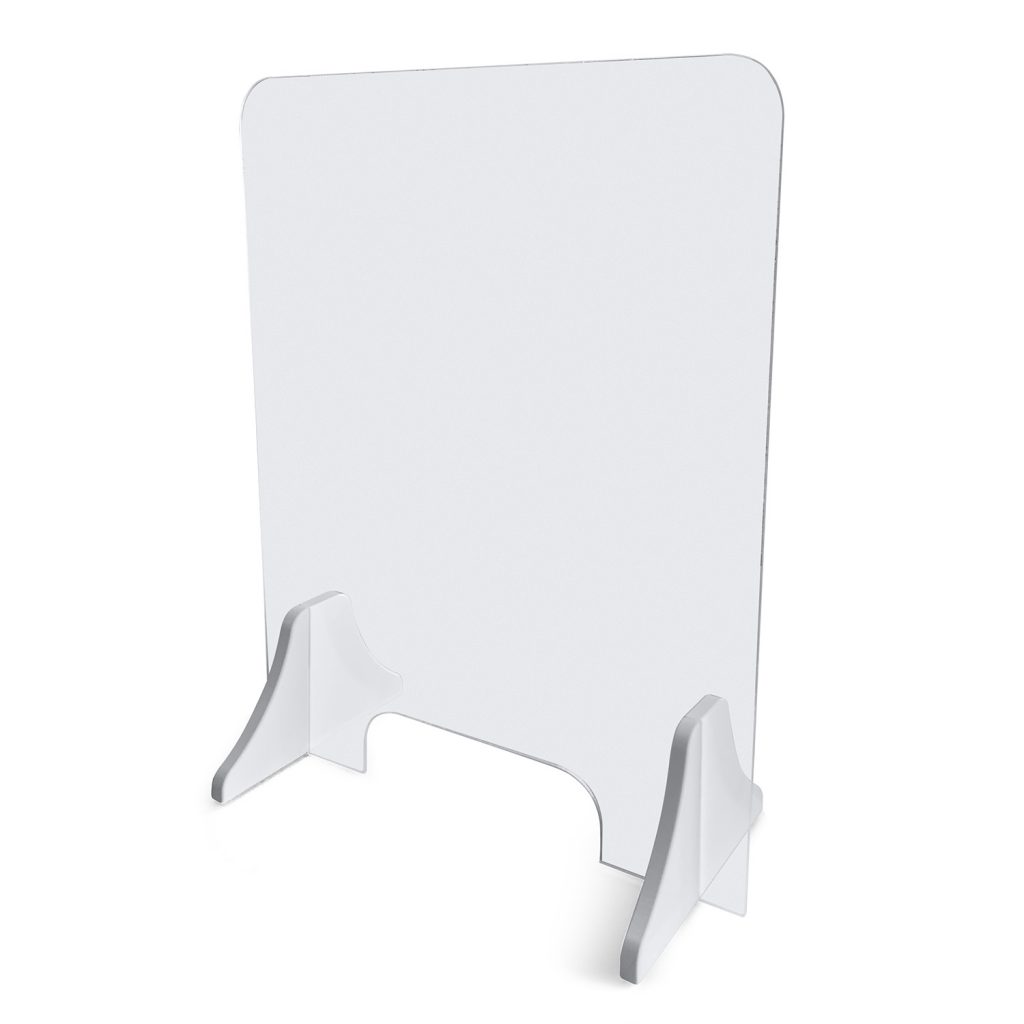 Picture of Ergotech SHIELD-2430-WHT Polycarbonate Sneeze Guard with White Footers&#44; Clear