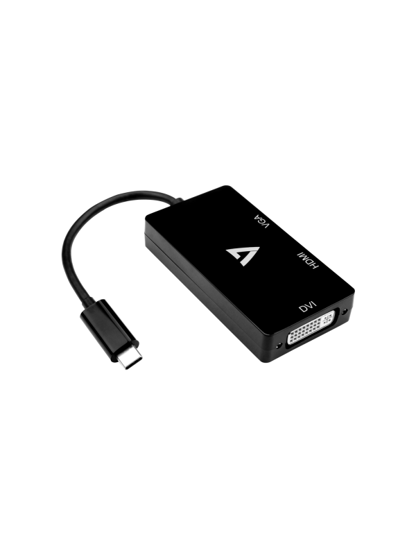 Picture of V7-Cables V7UC-VGADVIHDMI-BLK USB-C Male to VGA Female DVI Video Adapter, Black