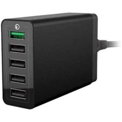 Picture of 4XEM 4XPOWER5USB 5 Port 40W 8AMP USB-A Charger Wall, Black