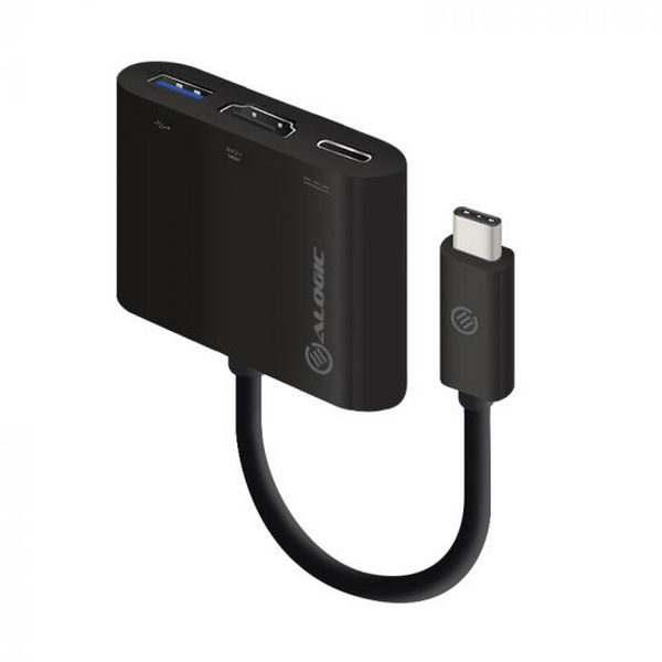Picture of Alogic MP-UCHDCH 10 cm 60W USB-C Multi Port Adapter with HDMI to USB 3.0 USB-C with Power Delivery&#44; Black