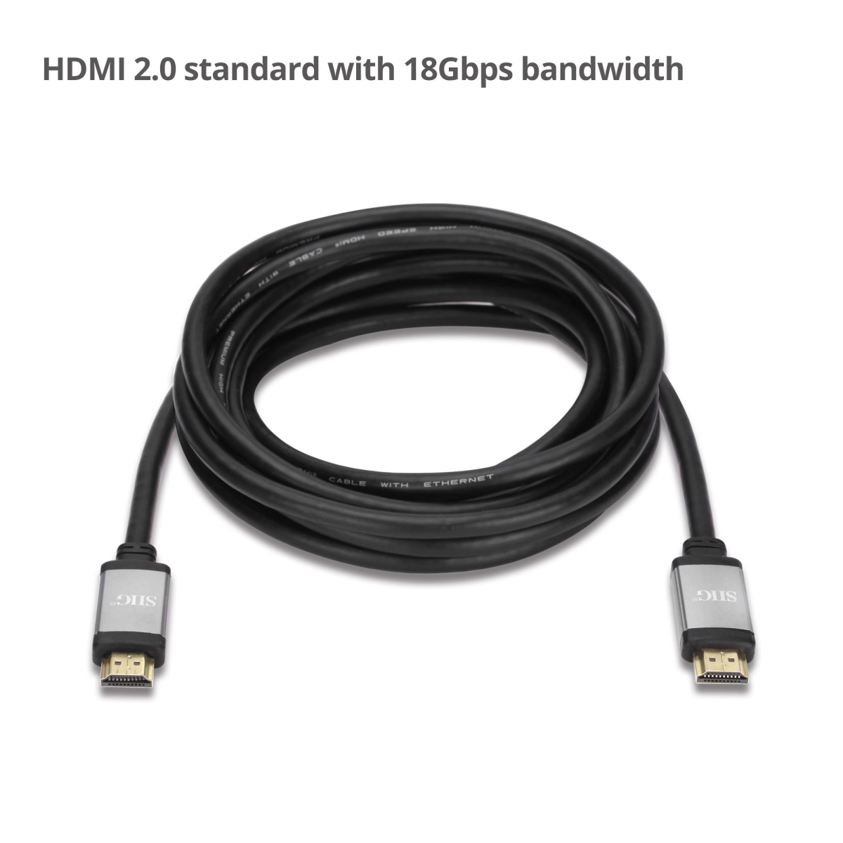 12 ft. 4K High Speed HDMI Bandwidth Cable, Black & Grey