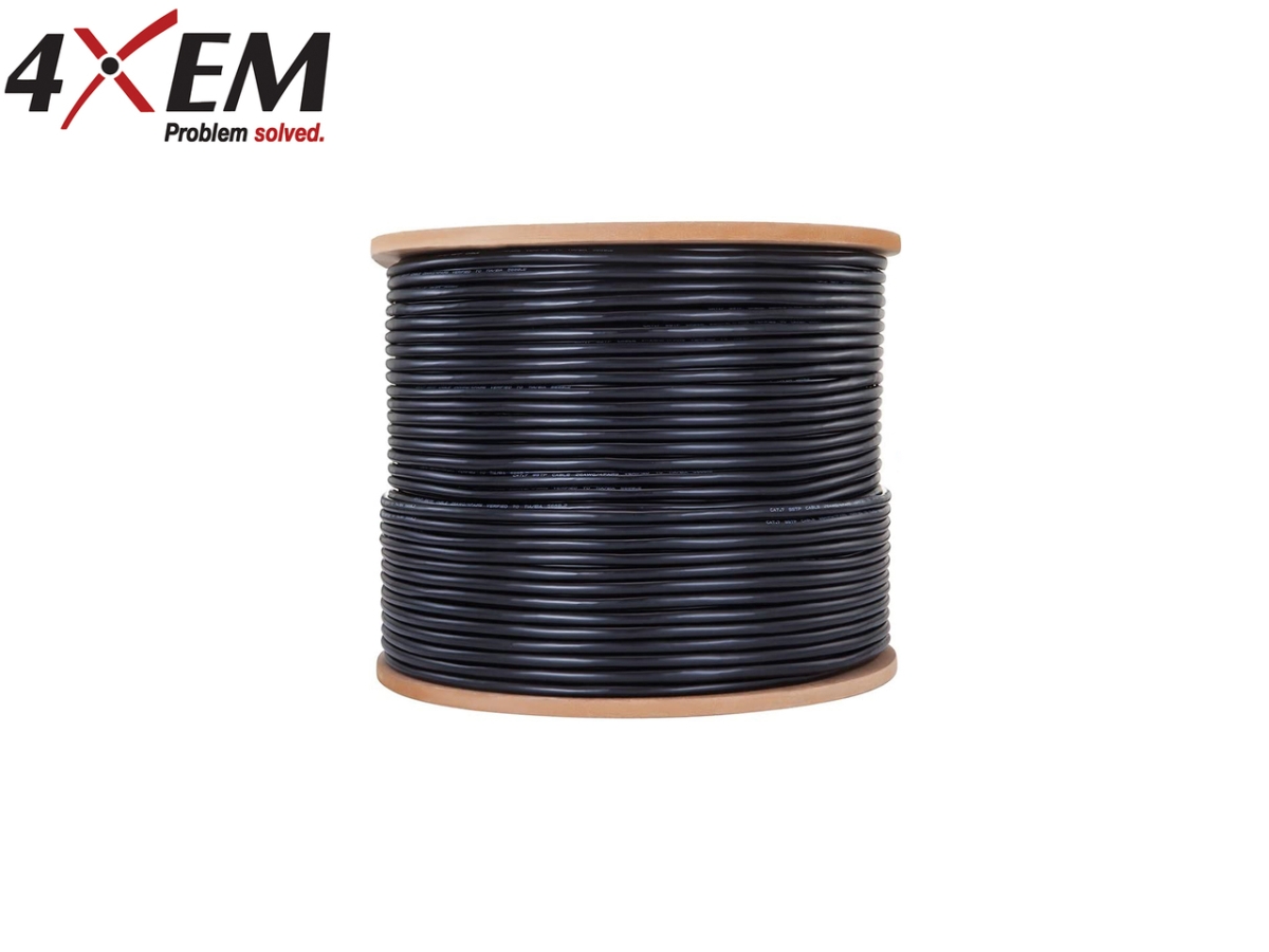 Picture of 4xem 4XCAT5E1000BK 1000 ft. 24Awg Utp 0.5 mm Cat 5E Copper Clad Aluminum Bulk Cable&#44; Black - Set of 8