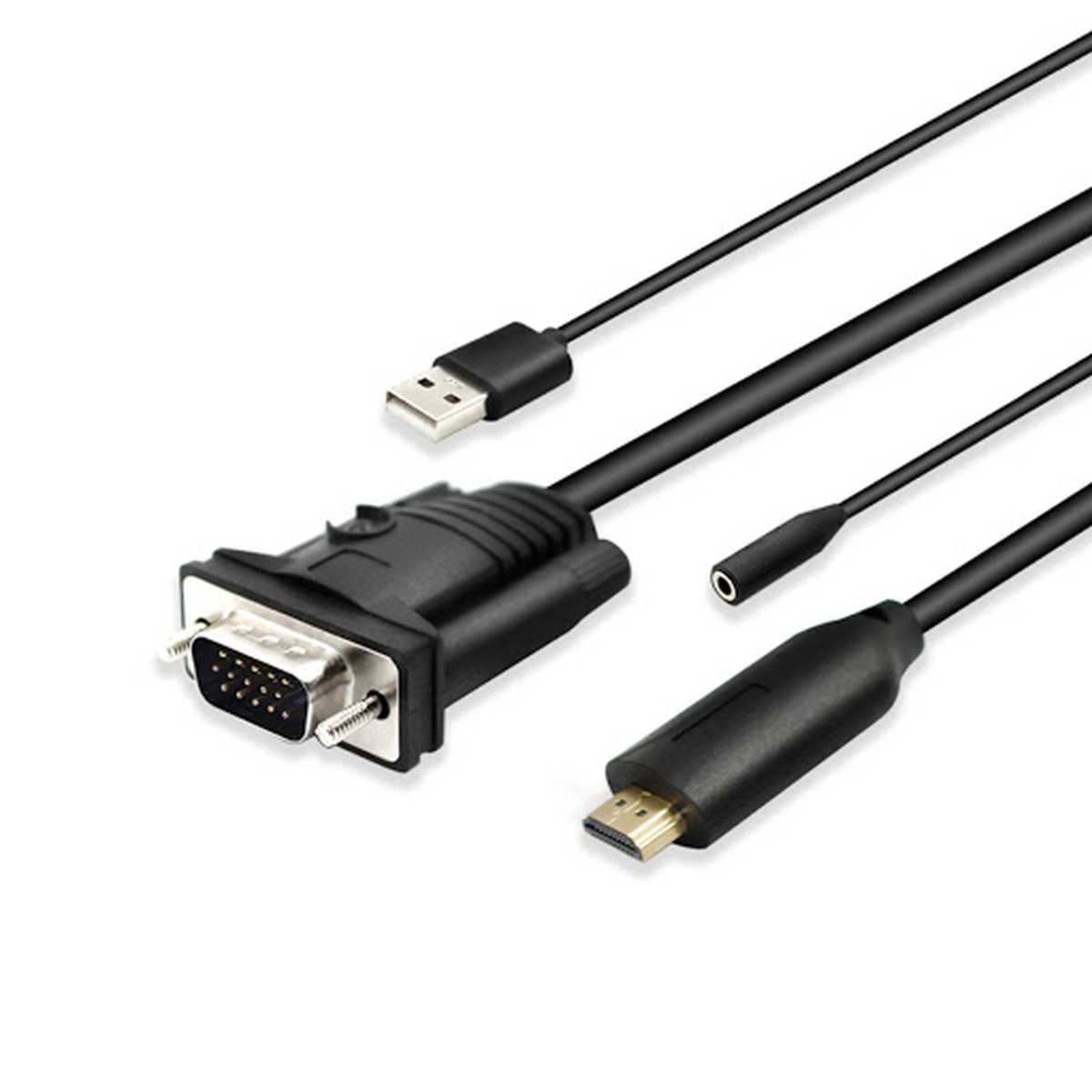 Picture of 4xem 4XVGAHDMIUAP3 3 ft. HDMI to VGA Adapter with 3.5 mm Audio Jack & 10.80Gbps USB Power&#44; Black