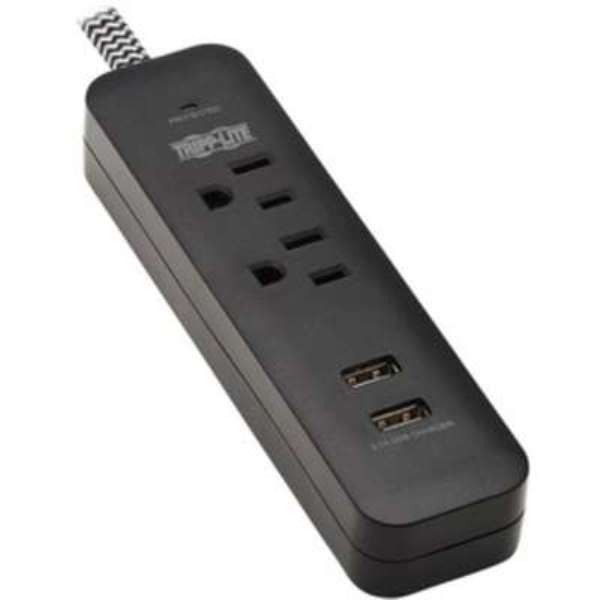 2.1A Power Strip 2-Outlet & 2 USB Ports Surge Protector with 6 ft. Cord