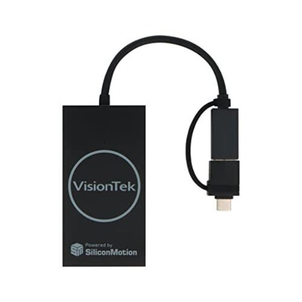 Picture of Visiontek 901505 VT80 USB to Displayport Adapter - 4k 30hz USB-C & USB-3.0 Bus&#44; Black