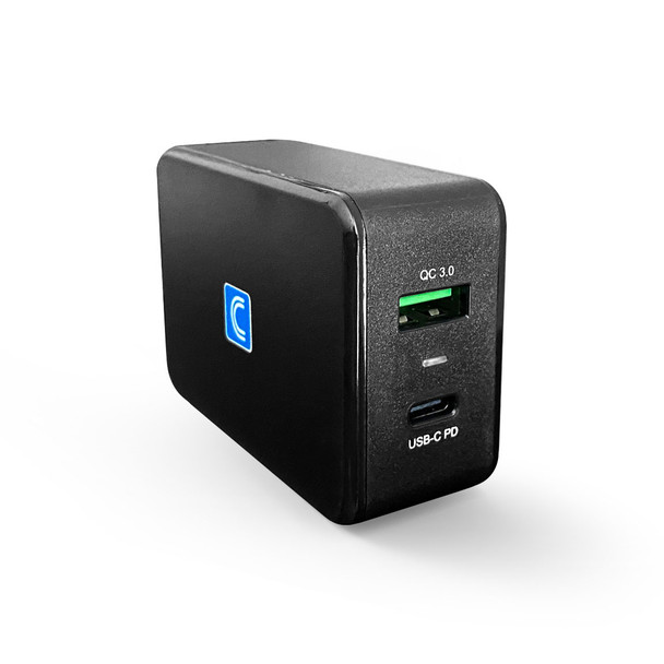 CPWR-2QC30W USB 2-Port 30W USB-C PD & USB-A Quick Charging Technology 3.0 Wall Charger, Black -  Comprehensive Connectivity