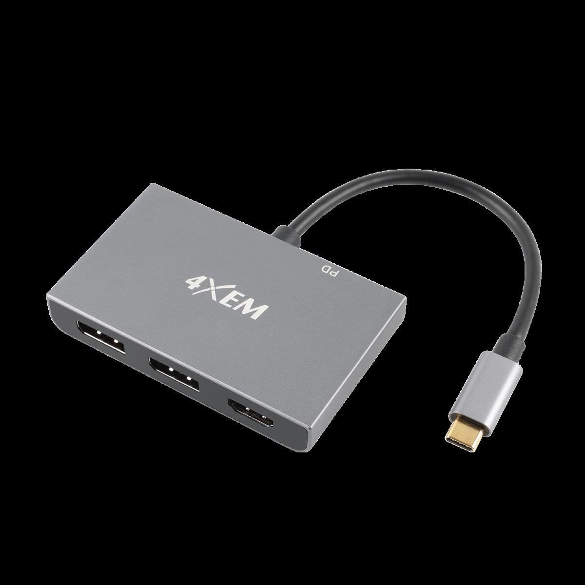 Picture of 4xem 4XMST11 3-Port USB-C to Displayport MST Hub - 4K 30HZ Aluminum-Shell