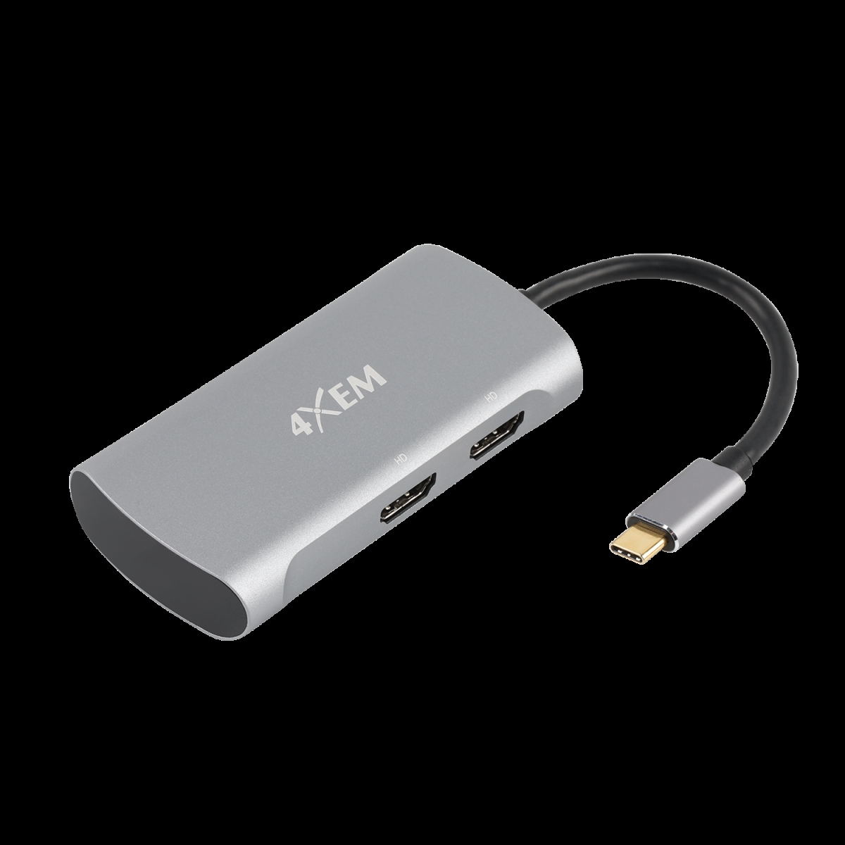 Picture of 4xem 4XMST12 2 Port USB-C to HDMI MST Hub - 4K 30HZ Aluminum-Shell&#44; Gray
